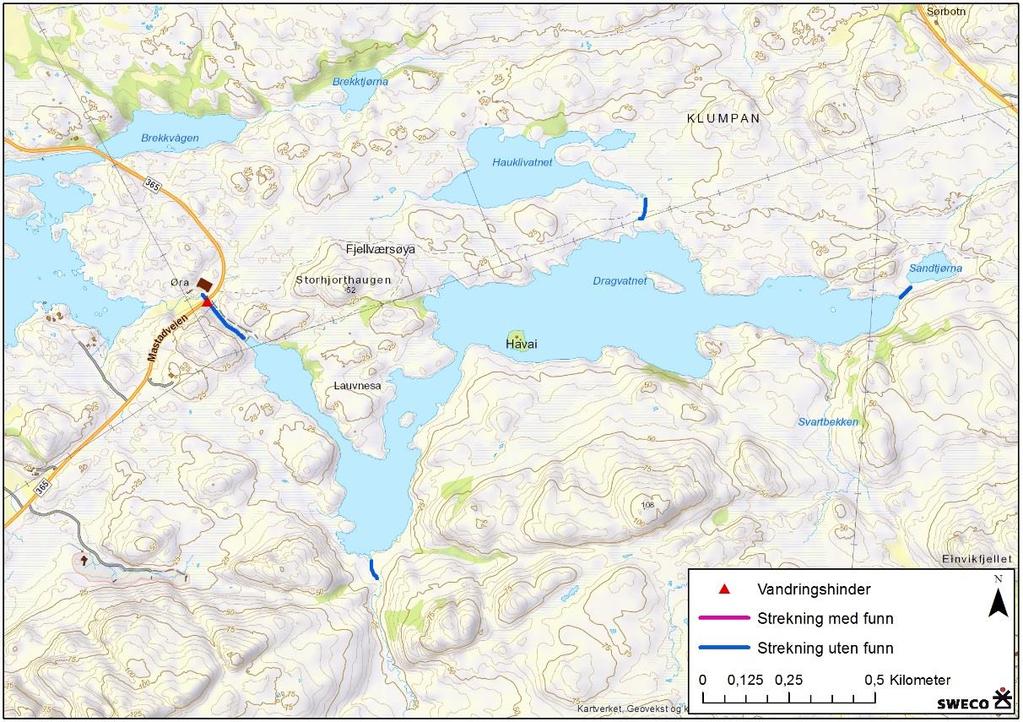 små områder nær Stutvatnet. Deler av området rundt er brukt som beiteområder. Ingen betydelige påvirkninger er kjent i vassdraget, og det ble ikke registrert andre påvirkninger på befaringen. 4.