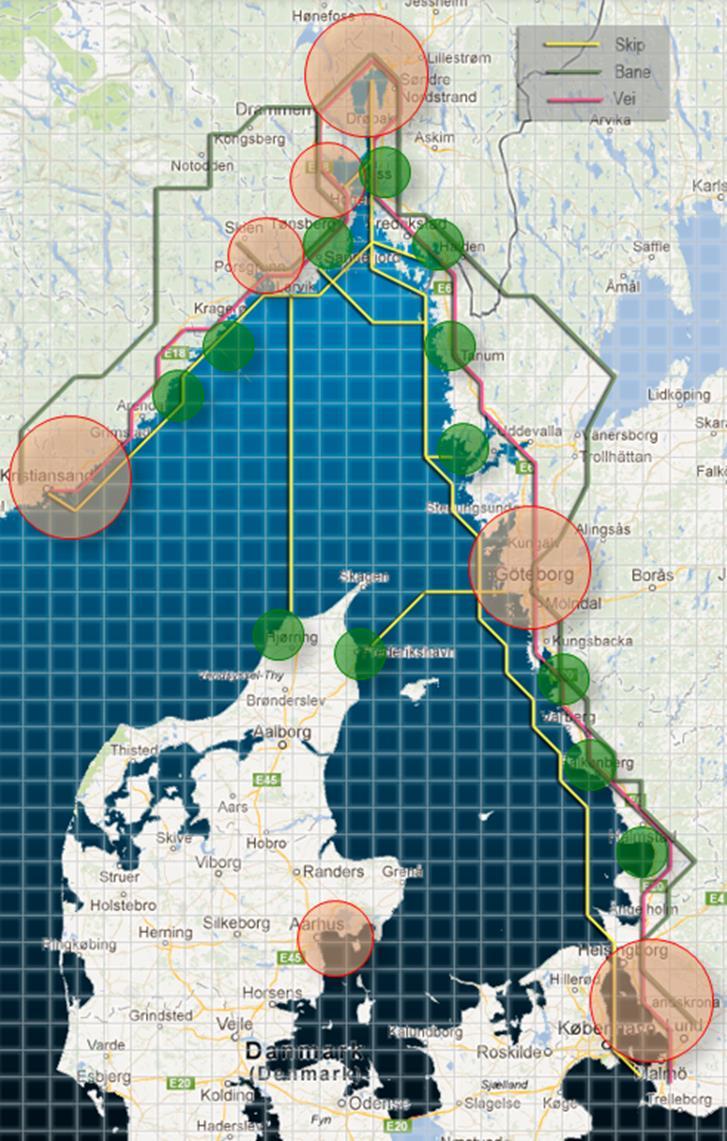 FOKUS Parallell transport, bane, vei og sjø Konkurranse, samarbeid Sentraliserte knutepunkter Mellomliggende mottak / terminaler Regional utvikling Infrastruktur