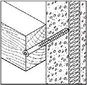 Montering til betong, porebetong, hulltegl og leca Innfesting av trerigler, stålprofiler og beslag til betong, tegl og stein i ikke korrosive miljøer MNA-H Spikerplugg med krage MNA-H-5X30 474165