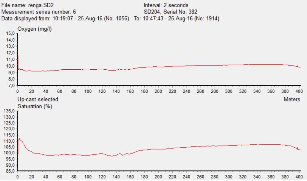 Sjøtemperaturen er 13ºC i det øverste sjiktet av vannsøylen.