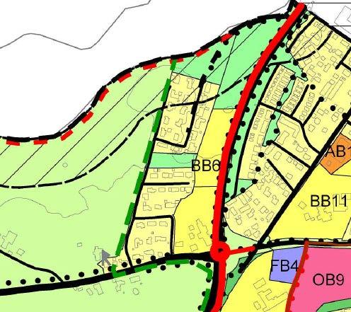 Figur 7. Reemarka i Time. Område BB6 i kommuneplan for Time. Basisløsningen vil ikke være i direkte konflikt med de planlagte utbyggingsområdene.