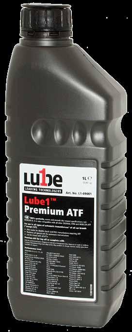 Med Lube1 på lager trenger man normalt ikke å ha andre ATF oljer. Produktets ekstreme varmetoleranse reduserer sterkt risikoen for skade på automatkassen.
