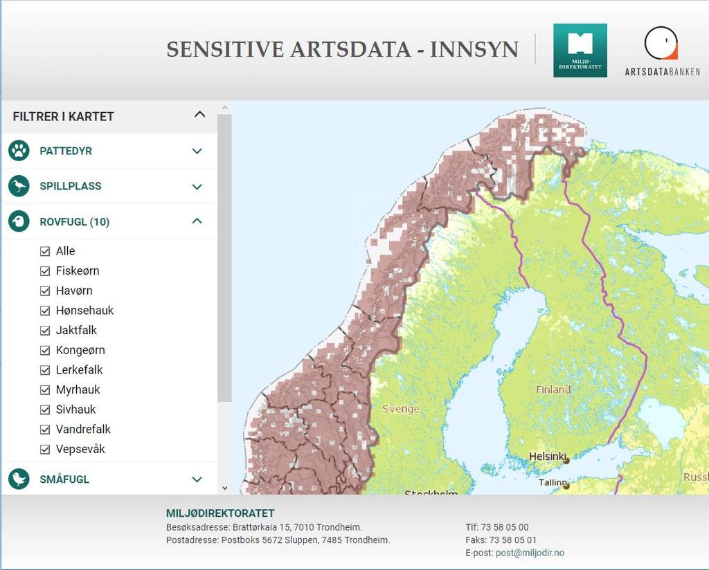 Sensitive artsdata offentlig tilgjengelig Utgangspunkt i retningslinjer for håndtering av sensitive artsdata Maskering ved hjelp av