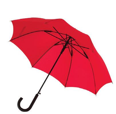 Wind Vindsikker paraply med automatisk åpning og buet håndtak i gummimateriale. Metallskaft og spiler i glassfiber. Diameter 103 cm. Paraplyen leveres i 9 farger. Pris ved kjøp av 108 stk.