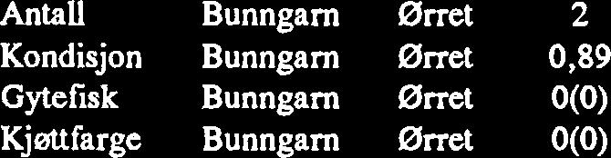 Bunngam Flytegam Bunngam Ørret W e Ørret W e Ørret R8yc Ørret R8ye Ørre4 Reye Ørret Reye