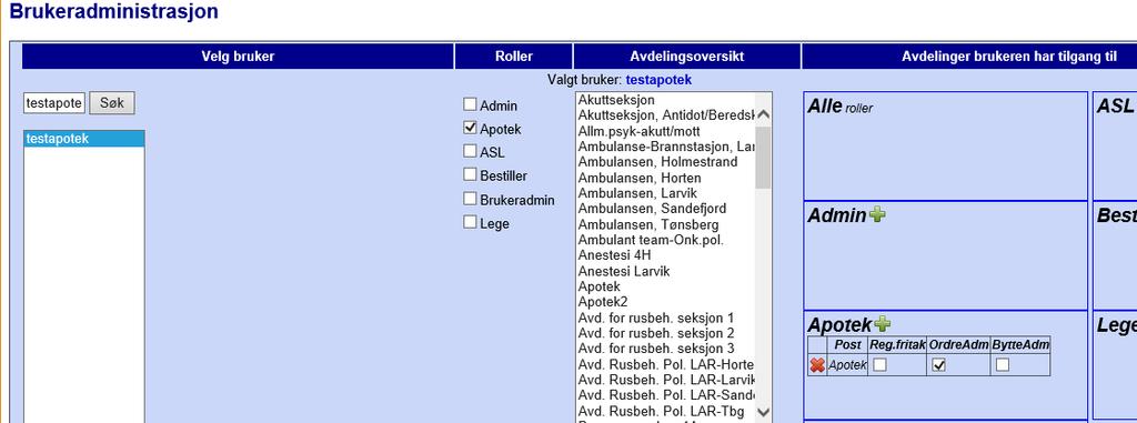 Admin funksjoner for Ordreplukk Tilgang til Admin-funksjonene: Admin-funksjonene i ordreplukk er tilgjengelig for Admin-brukere og for Apotek-brukere med tilleggsfunksjonen «OrdreAdmin».