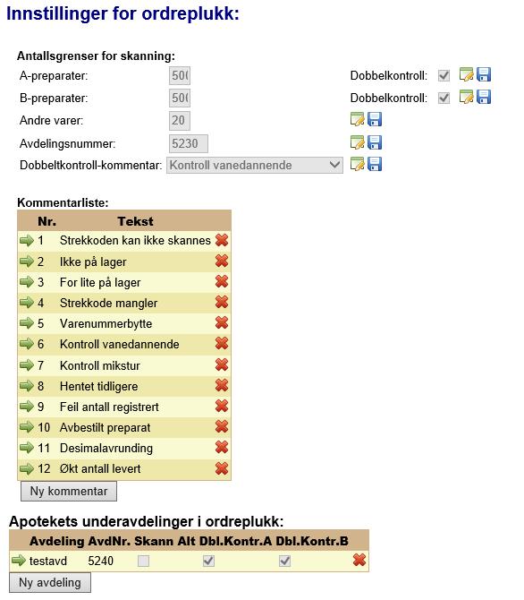 Innstillinger for Ordreplukk For å vise innstillingene for ordreplukk, trykker du på knappen «Vis innstillinger for ordreplukk».