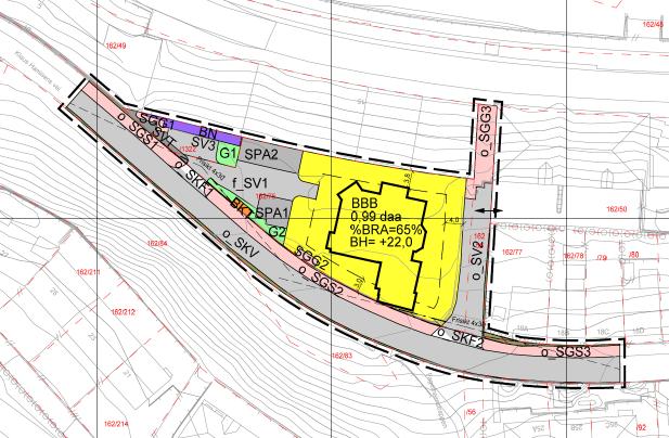 I dag er det kontor- og næringsvirksomhet i bygget. Til oppstart av planarbeidet ble det gjort en mulighetsstudie hvor det ble foreslått å etablere et nybygg vest for Villa Fredheim.