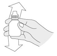 Dosering ved bruk av doseringssprøyten: Doseringssprøyten passer til dråpeanordningen på flasken og er forsynt med en kg-kroppsvekt-skala som tilsvarer en dose på 0,05 mg meloksikam/kg kroppsvekt