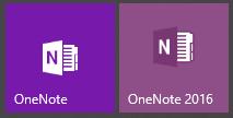 Windows PC OneNote på PC har to versjoner. Det er en «app» versjon, og en «2016» versjon.