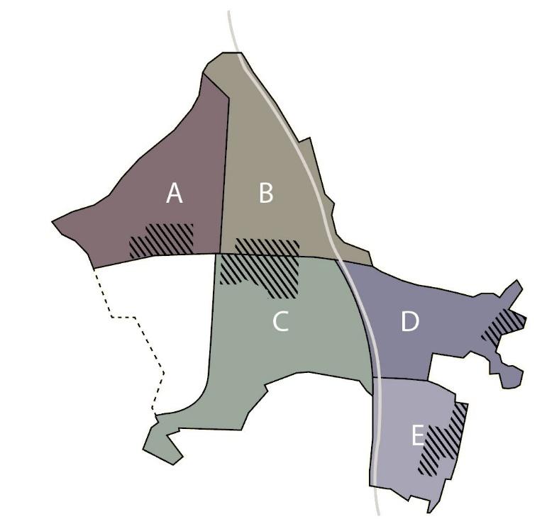 Områdeinndeling A. Sola vest for høyspentparken (grense i Forusbeen og høyspentparken) B.