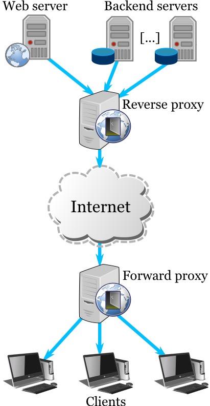 Proxy-cache En Forward Proxy står nær klienten og mellomlagrer data for klientene, slik at de ikke behøver å gå helt til kilden.