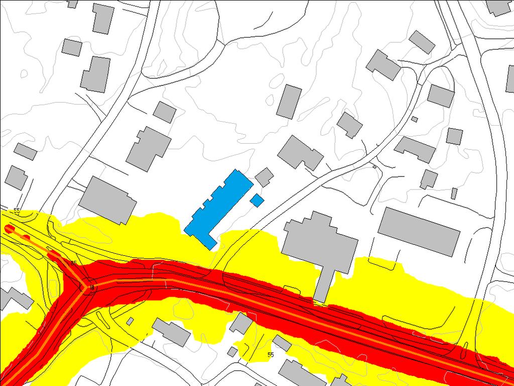 Støysoner L den 1,5 m over terreng STØYSONEKART Rød støysone Gul støysone Område: Smedsrud Terrasse Ny bygning Veg Kommune: Nannestad Eks. bygning Høydekoter Utarbeidet: 28.10.2017 Kart 3.