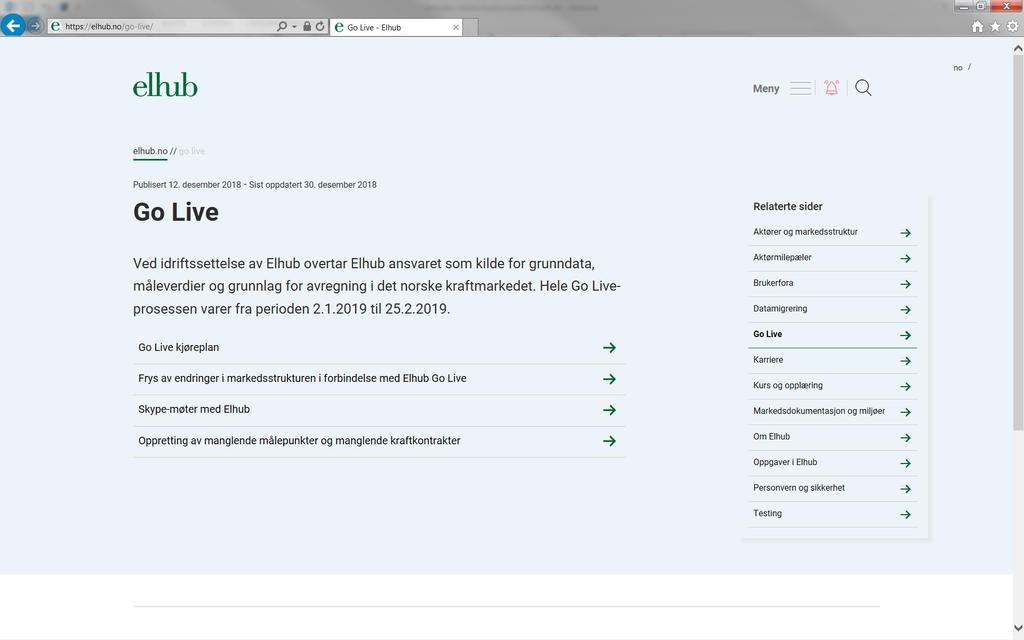 Go Live på elhub.