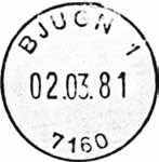 Stempel nr. 11 Type: I24N Fra gravør 27.10.1975 BJUGN LP B Innsendt?? Registrert brukt fra 21.10.85 KT til 11.06.88 IWR Stempel nr. 12a Type: I21N Utsendt?