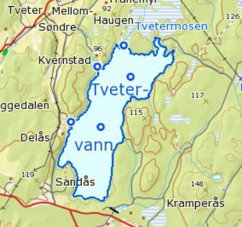 TVETERVANN Innsjøkode Høyde over havet 2-3497-L 79 Innsjøareal (km2) L-N3, kalkfattig humøs Forsuring, 2-4964 Middeldyp (m) Tvetervann er en relativt liten innsjø som ligger i et skogsområde i