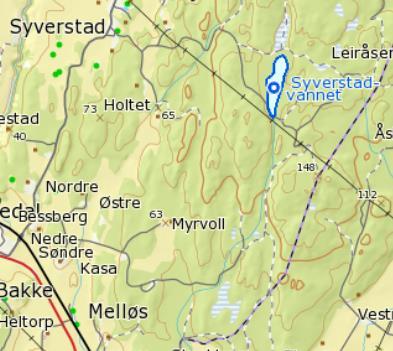 SYVERSTADVANNET Foto: NIVA 2 Innsjøkode Høyde over havet 2-353-L 5 Innsjøareal (km2) L-N3, Kalkfattig, humøs Forsuring,5 2-3685 Middeldyp (m) Syverstadvannet er en svært liten innsjø som ligger i