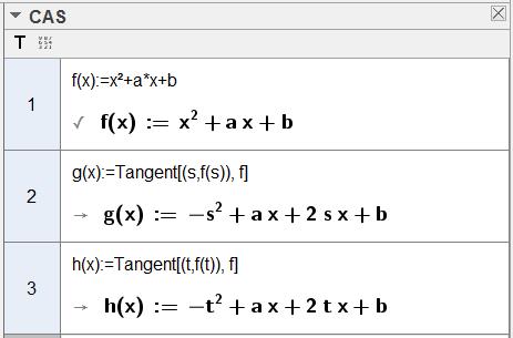 Oppgave 4 (6 poeng) Funksjonen f er gitt ved = + +, D f =! f () a b Tangentene i punktene Qs (, fs ()) og Rt (, ft ()) skjærer hverandre i et punkt P. Se skisse.