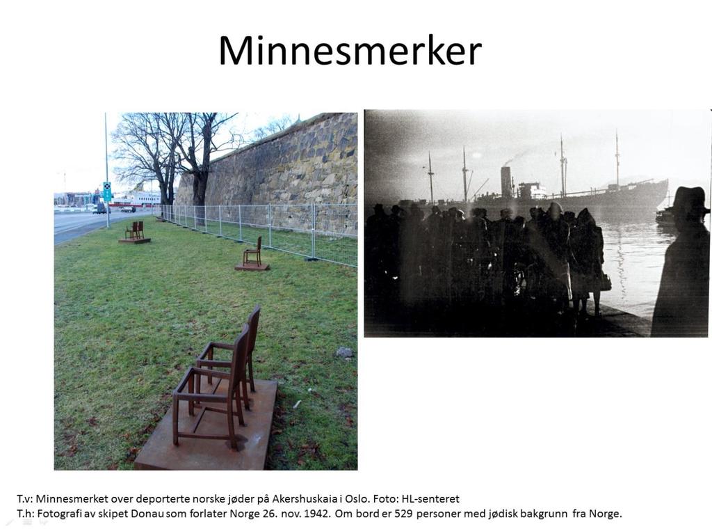 Del 2 Gatekunst og minnesmerker Det som skjedde med millioner av ofre for nazistenes handlinger minnes på flere måter i dag, blant annet gjennom gatekunst og minnesmerker. Se på bildene.