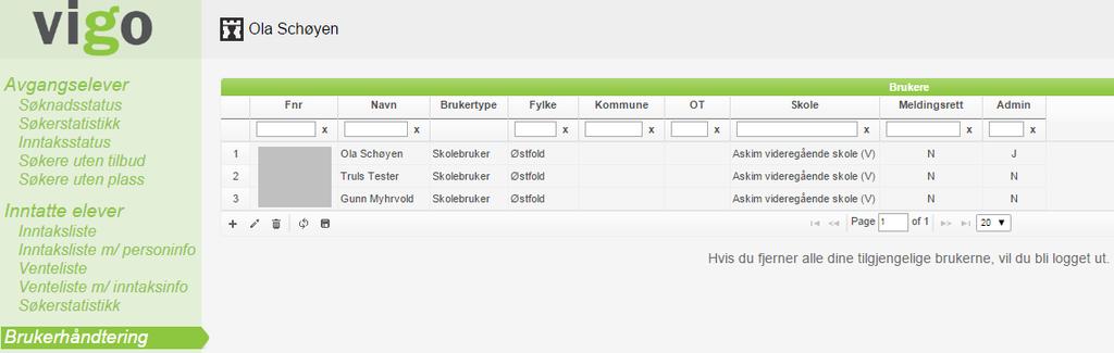 Slik vil oversikten over brukere