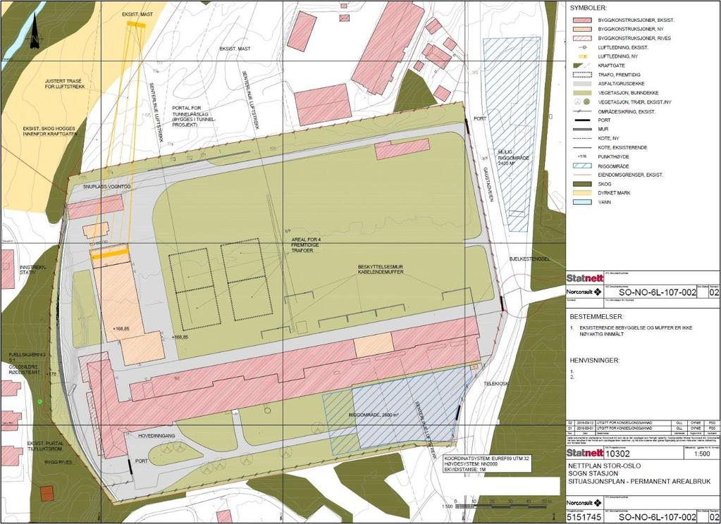 Side 3 eksisterende transformatorcellene og å bytte ut eksisterende 130 MVA transformator med en ny transformator med kapasitet 200 MVA og omsetning 300(420)/47 kv.