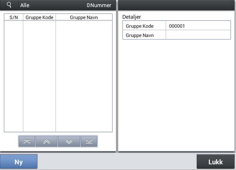 Når alle er slettet skal det se slik ut: Velg «Ny», trykk på «Gruppe Kode».