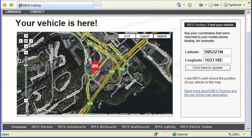 FI Katso ajoneuvosi/ veneesi sijainti kartalla DEFAn internetsivulla www.defa.com on karttaohjelma jonne on pääsy ilman käyttäjätunnusta tai salasanaa.