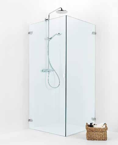 dusjhjørne. 1. Grep i dusjdøren i stedet for håndtak understreker den minimalistiske stilen.
