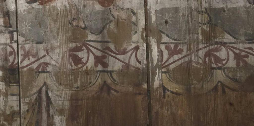 Middelalderdekoren Det finnes rester av middelalderdekor i kor og skip, se fig. 2 og 3.