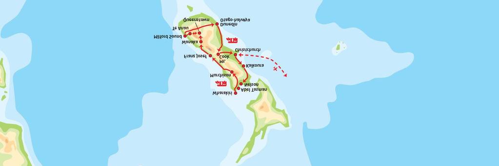 Dagsprogram Dag 1: Avgang fra Norge Flyturen til New Zealand er lang, så dere kan velge å forlenge reisen med et ekstra stopover på turen, for eksempel Los Angeles, Tokyo, Hongkong, Singapore eller