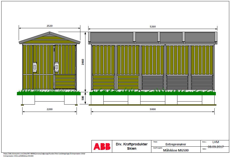 Figur 6 Skisse ABB kiosk 2,5 MVA II Datasenteret samt de tilhørende elektriske anleggene (transformator- og bryter kiosker) omfatter totalt ca. 3000 m 2.