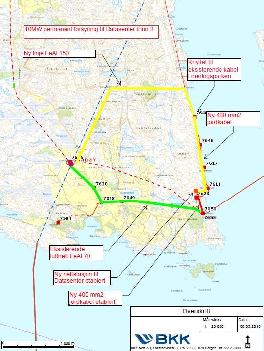 Figur 3 Kartskisse B Fase 4 er opptil 20 MW og utløser da ytterligere behov for tiltak i nettet.