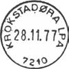 4 Type: HJ-SL Utsendt 11.06.1929 KROKSTADØRA Innsendt 04.07.1929 Stempel nr. 5 Type: I2? Fra gravør 21.11.1959 KROKSTADØRA Innsendt?? Stempel nr. 6 Type: I2?