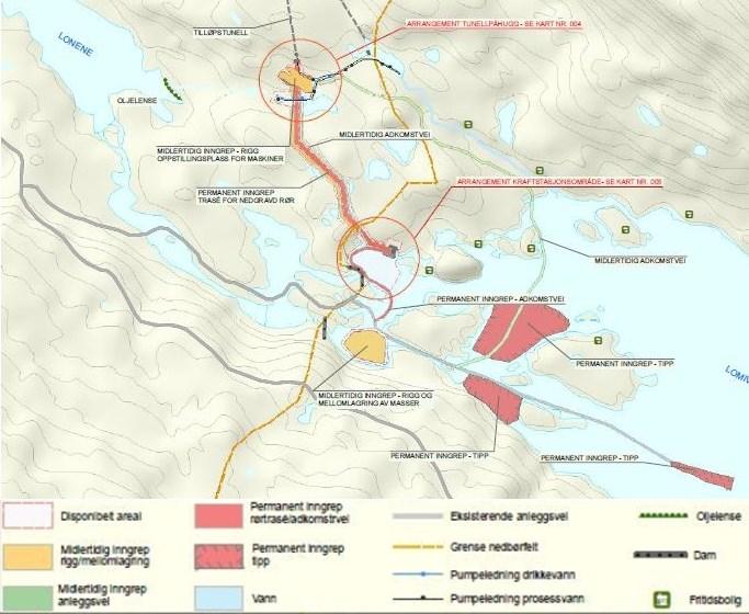 Figur 5 Storelvvatnet kraftverk under bygging - forventes ferdigstilt i 2014 (fra konsesjonssøknad). Tabell 1 Hoveddata for Oterelva kraftverk (fra konsesjonssøknad).