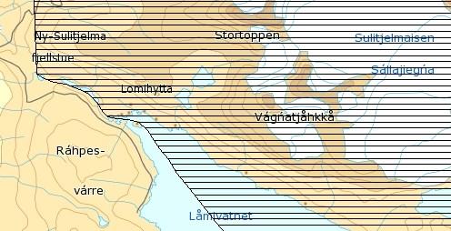 Reindriftskart Figur 8 Reindriftsforvaltningens Reindriftskart viser at tiltaksområdet er en del av et konvensjonsområde, som er svenske reineieres beiteområder i Norge i hht.