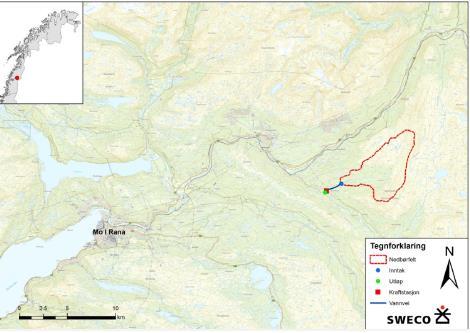 Figur 1. Geografisk plassering av prosjektområdet. Figur 2. Oversiktskart som viser de to alternativene for omsøkte Silåga kraftverk. Kartet viser også planlagte Rabben kraftverk.