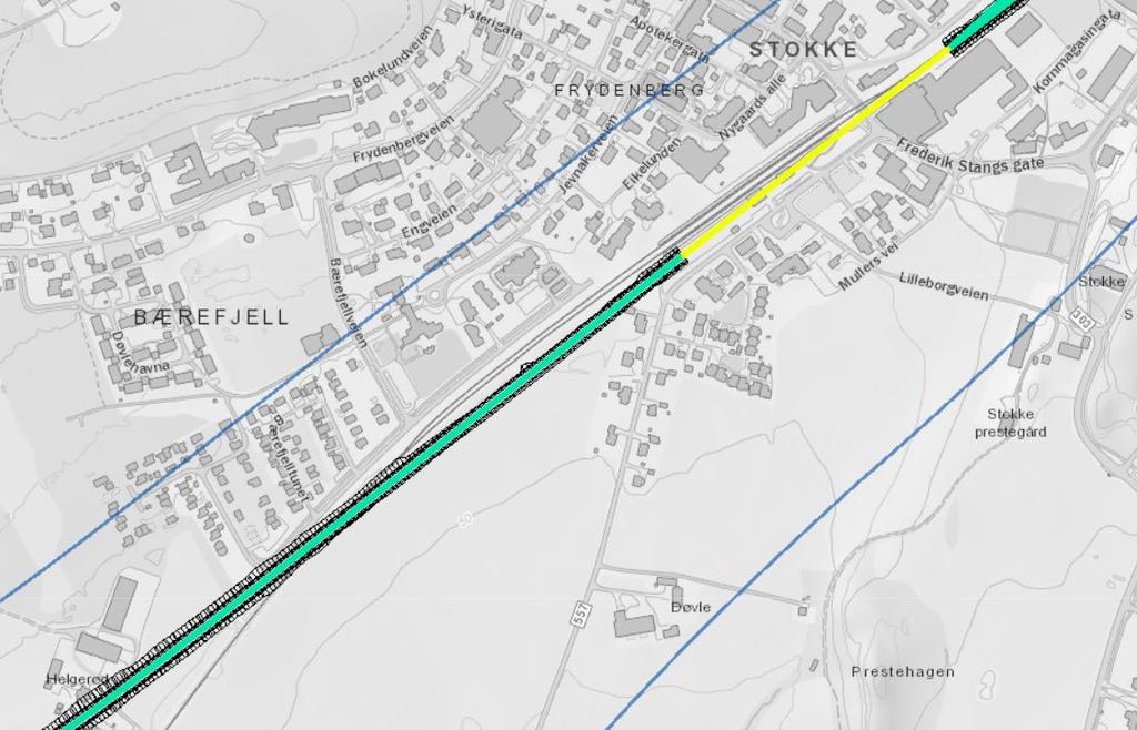 5.1.5 Påvirkning på eksisterende jernbane og stasjoner Ut fra Stokke stasjon krysser nytt dobbeltspor eksisterende spor i samme høyde som eksisterende spor.