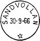 07.1897 SKJELVAAGEN Innsendt Stempel nr. 2 Type: SL Utsendt 01.07.1912 SANDVOLLAN Innsendt Registrert brukt fra 8 IX 17 TK til 5 VIII 51 TK Stempel nr. 3 Type: HJ- Utsendt 15.02.