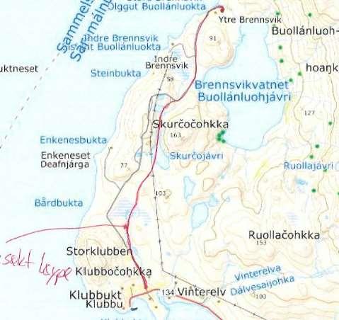 Sak 4/18 Kart: SAKSOPPLYSNINGER: Roy-Magne Larsen søker om dispensasjon fra motorferdselloven 5 første ledd bokstav c og e for bruk av snøscooter fra Klubbukt til egen hytte ved Brensvik gnr. 17, bnr.