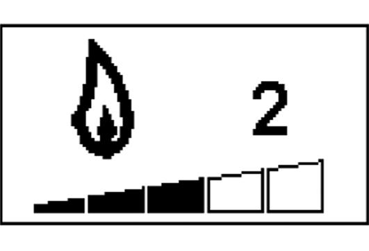 Brukerinstruksjoner Justering av flammefarge 2b.18 Trykk på knappen for å gå inn i skjermbildet for flammejustering. Det er 3 alternativer for flammefarge, indikert av nummeret vist i diagram 7.