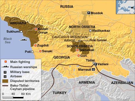 18 3 Georgia og Russland frem til og med august 2008 3.1 Generelt Krigen i mellom Georgia og Russland i 2008 var ett ledd i en flersidig konflikt med røtter langt tilbake, og som stadig pågår.