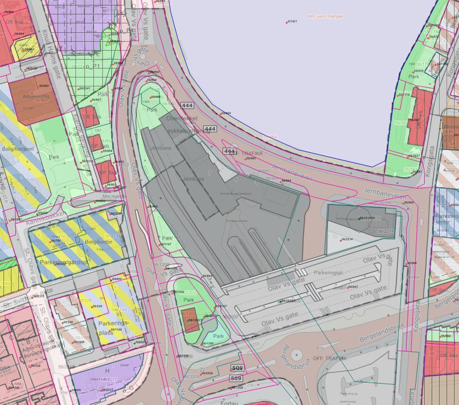 Stavanger stasjon flyttes internt på lokket Planstatus Regulert til jernbane og veg-formål.