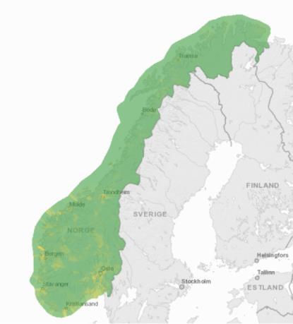 mellom 250 og 50 m for forurensnings komponenter