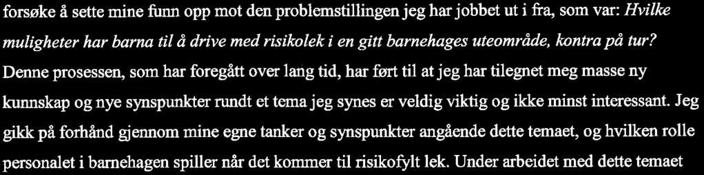 annerledes i forhold til fenomenet risikolek. Her f'ar barna stor grad av frihet til å drive på med den leken de vil, uansett hvilken lekearena de oppholder seg i.