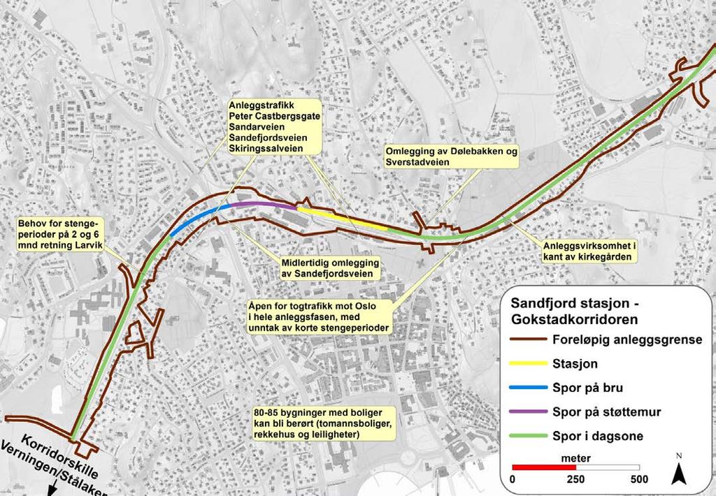 Ny Sandefjord stasjon i Gokstadkorridoren Anleggsvirksomhet medfører støy, støv og trafikk Det vil foregå byggevirksomhet på dagog