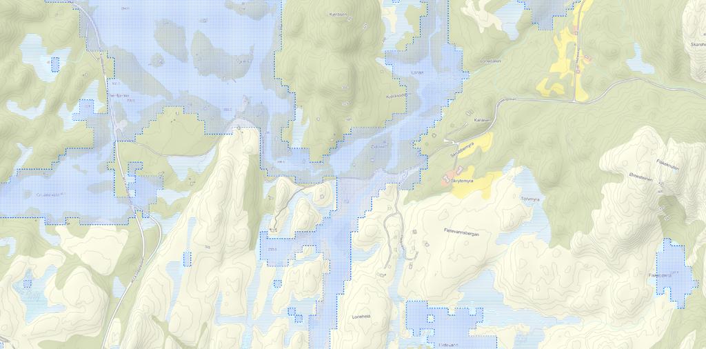 Detaljregulering Hidreskog II, Kvinesdal kommune 5.14 Grunnforhold På aktsomhetskartene til NVE er det ikke registrert fare for jord, stein eller snøskred på planområdet.
