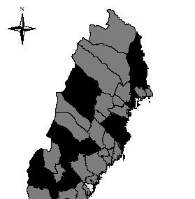 Figur 2.3 Drosjer per 1000 innbyggere i Sverige. 1999. Kilde: Johansson, P, A. Marell og K.