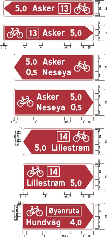 TRAFIKKSKILT :: DETALJERT UTFORMING AV VEGVISNINGSSKILT Figur