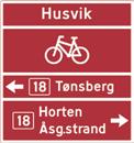 DETALJERT UTFORMING AV VEGVISNINGSSKILT :: TRAFIKKSKILT 753 Tabellvegviser for sykkelrute Skilt 753 skal vise sykkelsymbol som står i eget felt over vegvisningsfeltene (se eksempler i figur 4-4.74).