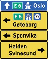 TRAFIKKSKILT :: DETALJERT UTFORMING AV VEGVISNINGSSKILT 711 Tabellvegviser Tabellvegvisere bygges opp av skiltenheter, der hver skiltenhet er avgrenset av bord og inneholder ett pilsymbol.